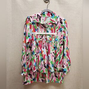 2 Piece Colorful Artsy Top Short Separates No Brand or Sizing